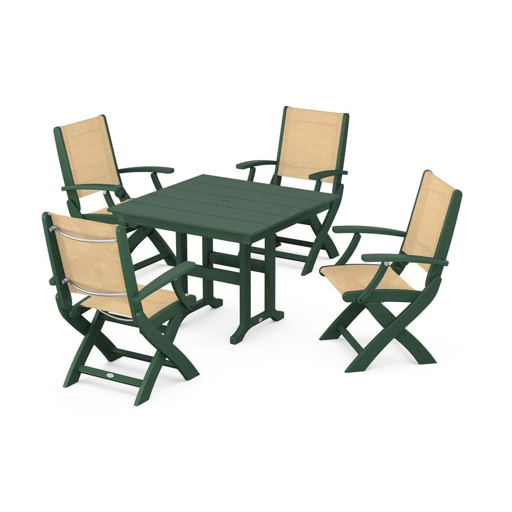 POLYWOOD® - Coastal Folding Chair 5-Piece Farmhouse Dining Set - PWS1142 - Image 15