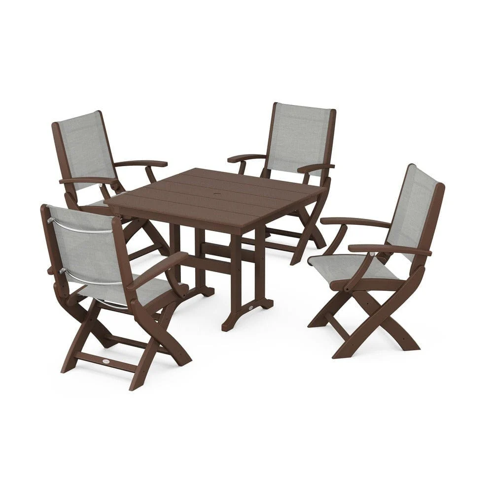 POLYWOOD® - Coastal Folding Chair 5-Piece Farmhouse Dining Set - PWS1142 - Image 19