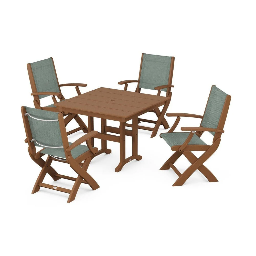 POLYWOOD® - Coastal Folding Chair 5-Piece Farmhouse Dining Set - PWS1142 - Image 24