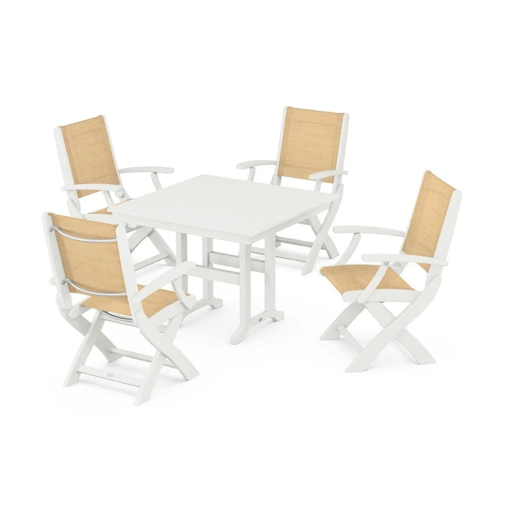 POLYWOOD® - Coastal Folding Chair 5-Piece Farmhouse Dining Set - PWS1142 - Image 26