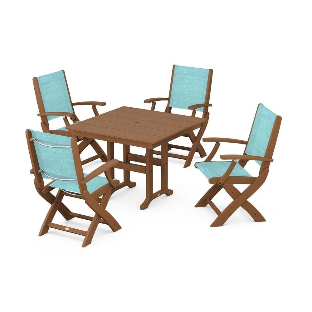 POLYWOOD® - Coastal Folding Chair 5-Piece Farmhouse Dining Set - PWS1142 - Image 31