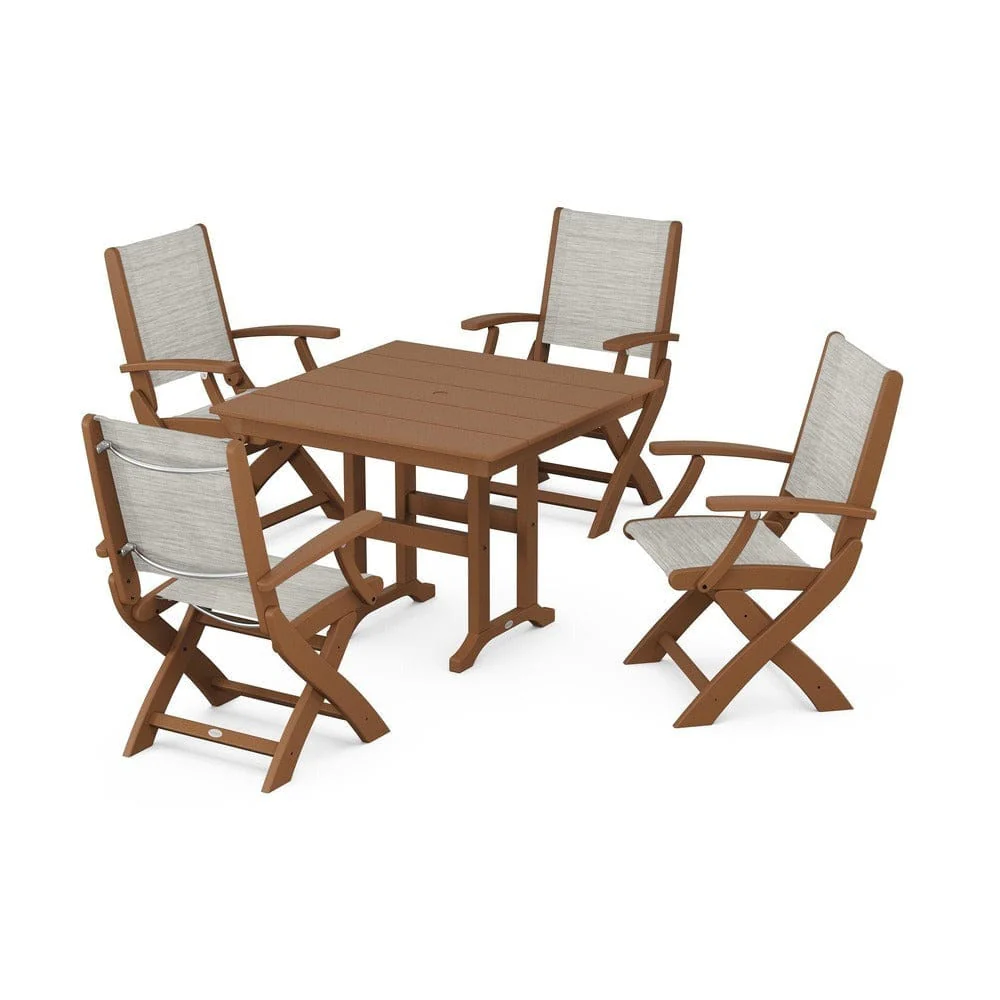 POLYWOOD® - Coastal Folding Chair 5-Piece Farmhouse Dining Set - PWS1142 - Image 32
