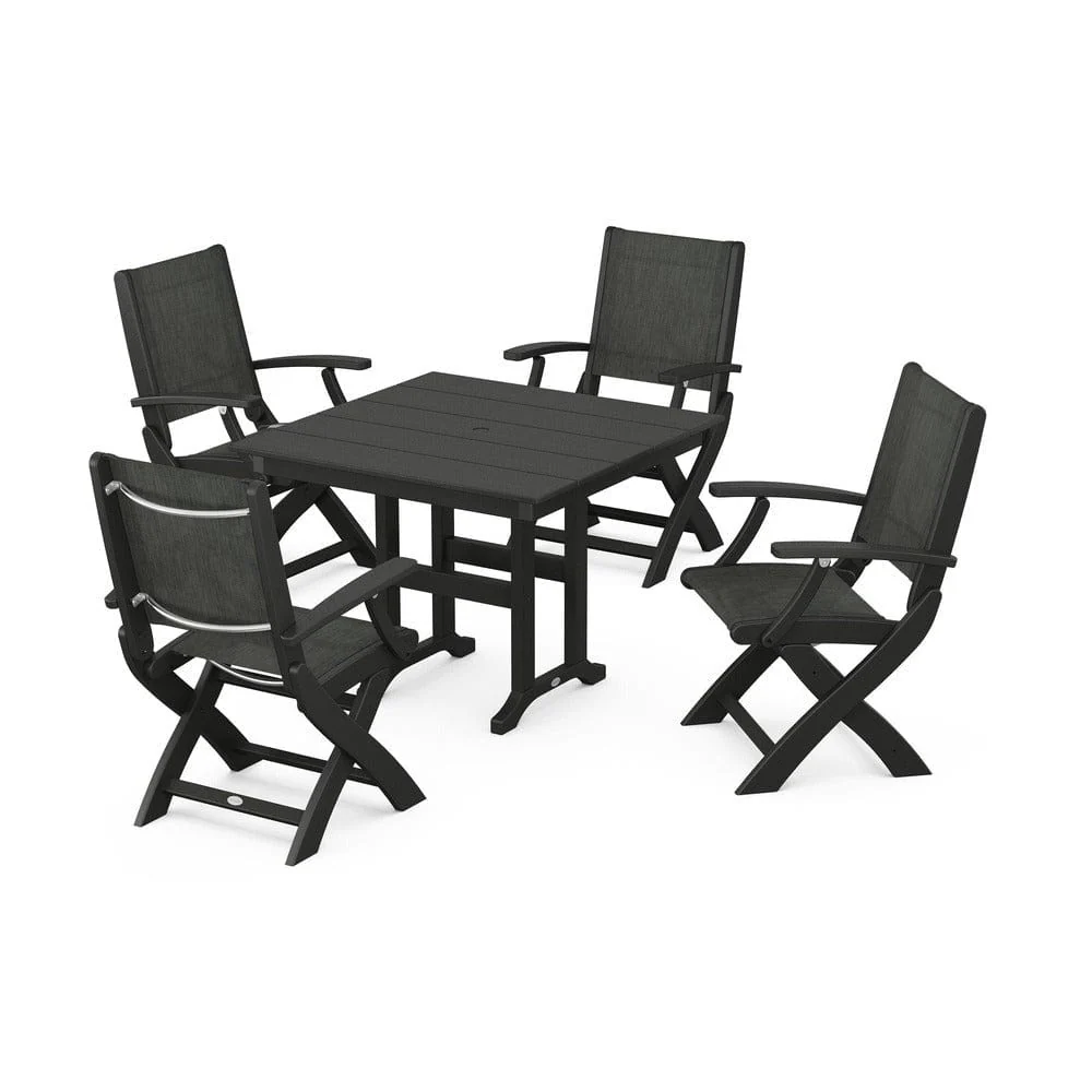 POLYWOOD® - Coastal Folding Chair 5-Piece Farmhouse Dining Set - PWS1142 - Image 34