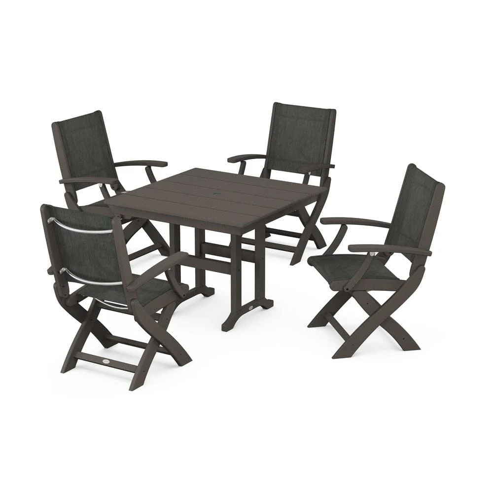 POLYWOOD® - Coastal Folding Chair 5-Piece Farmhouse Dining Set - PWS1142 - Image 50