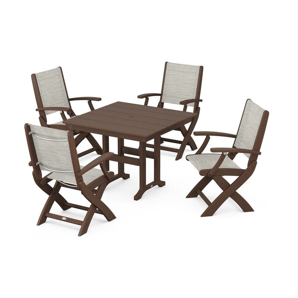POLYWOOD® - Coastal Folding Chair 5-Piece Farmhouse Dining Set - PWS1142 - Image 52