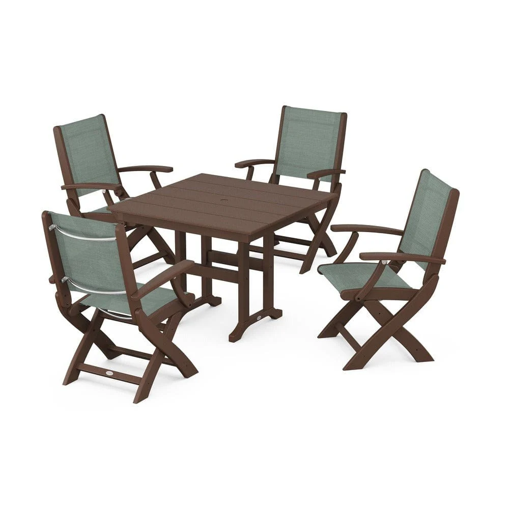 POLYWOOD® - Coastal Folding Chair 5-Piece Farmhouse Dining Set - PWS1142 - Image 53