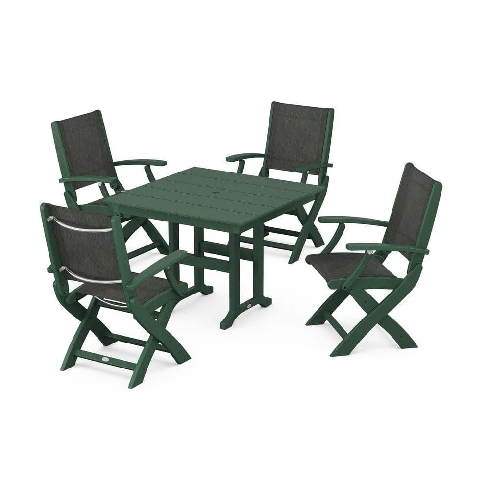 POLYWOOD® - Coastal Folding Chair 5-Piece Farmhouse Dining Set - PWS1142 - Image 54