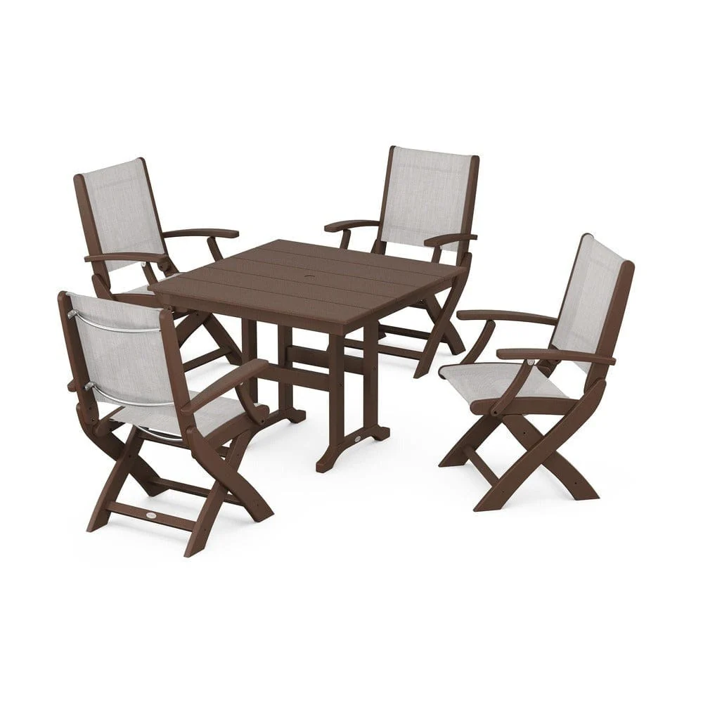 POLYWOOD® - Coastal Folding Chair 5-Piece Farmhouse Dining Set - PWS1142 - Image 59
