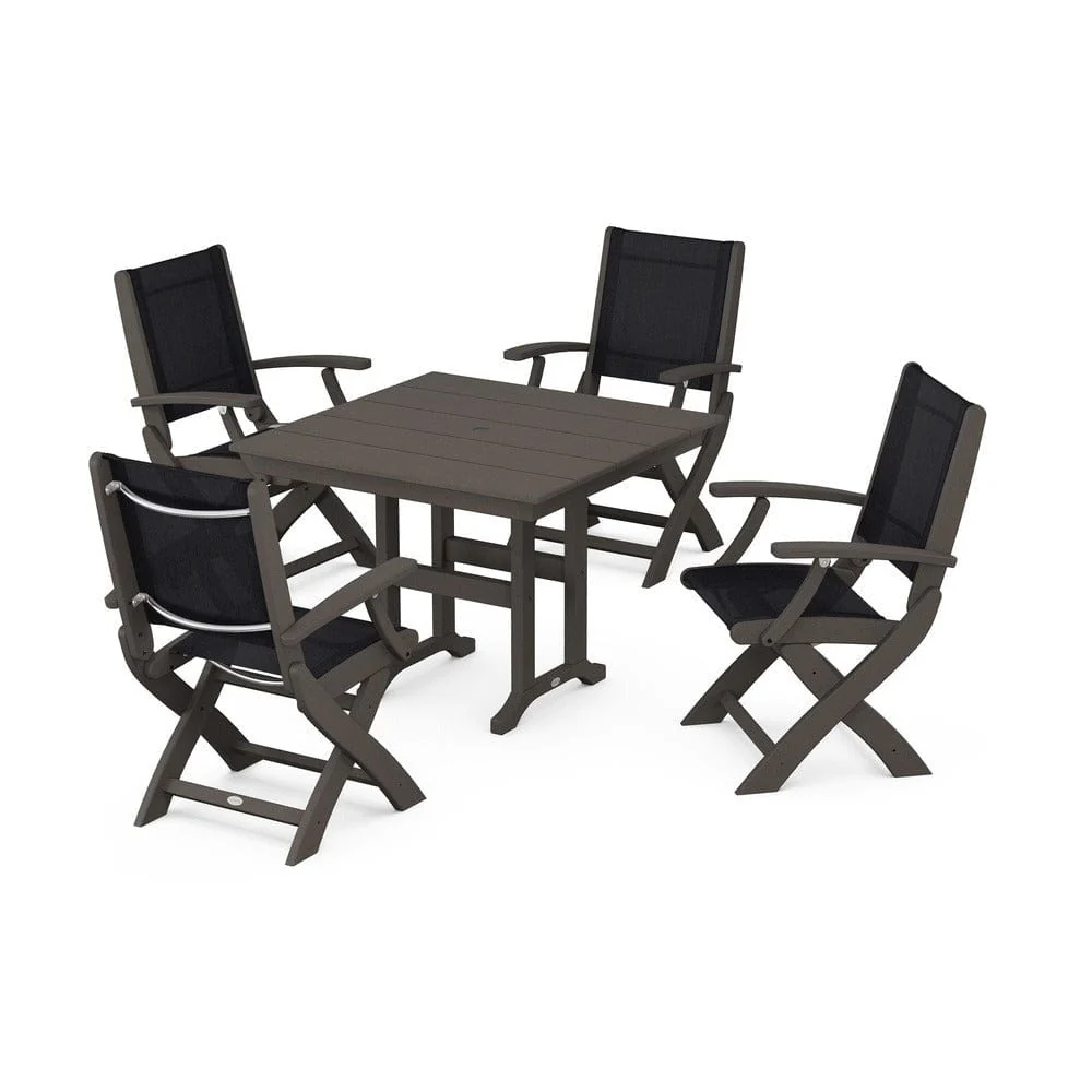 POLYWOOD® - Coastal Folding Chair 5-Piece Farmhouse Dining Set - PWS1142 - Image 62