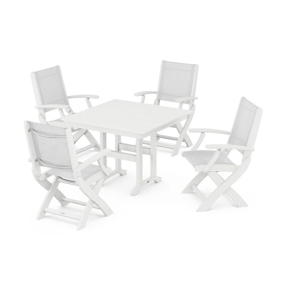 POLYWOOD® - Coastal Folding Chair 5-Piece Farmhouse Dining Set - PWS1142 - Image 64