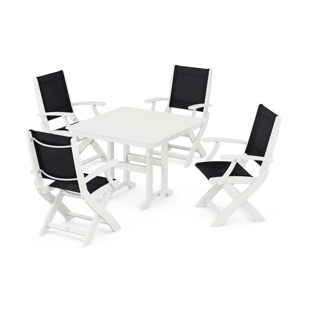 POLYWOOD® - Coastal Folding Chair 5-Piece Farmhouse Dining Set - PWS1142 - Image 76