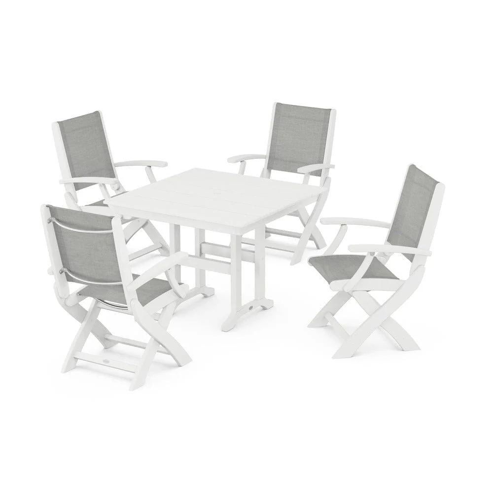 POLYWOOD® - Coastal Folding Chair 5-Piece Farmhouse Dining Set - PWS1142 - Image 78