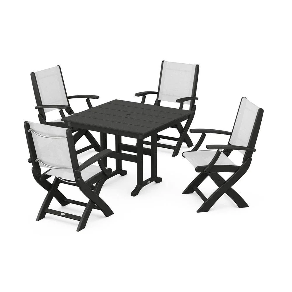 POLYWOOD® - Coastal Folding Chair 5-Piece Farmhouse Dining Set - PWS1142 - Image 83