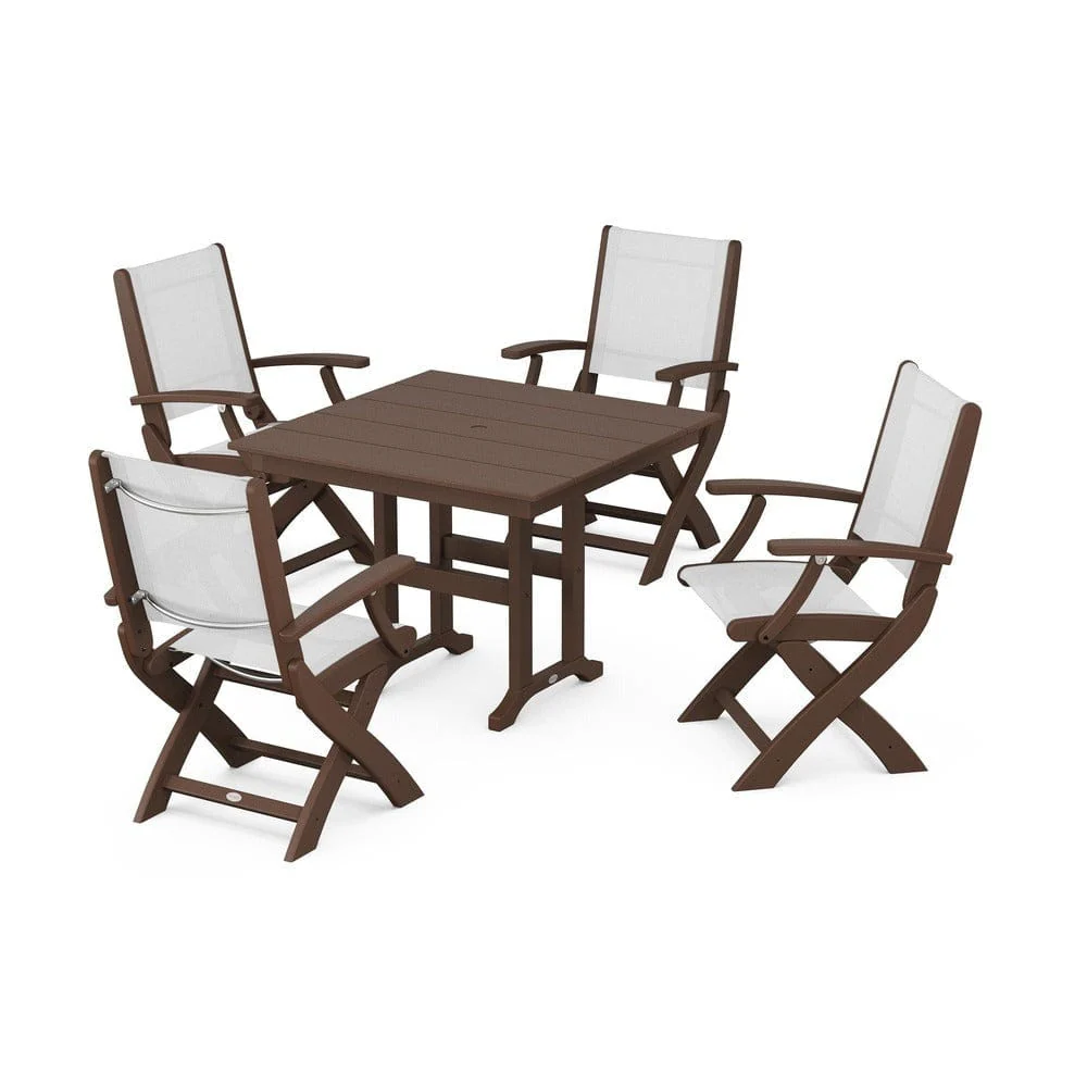 POLYWOOD® - Coastal Folding Chair 5-Piece Farmhouse Dining Set - PWS1142 - Image 89