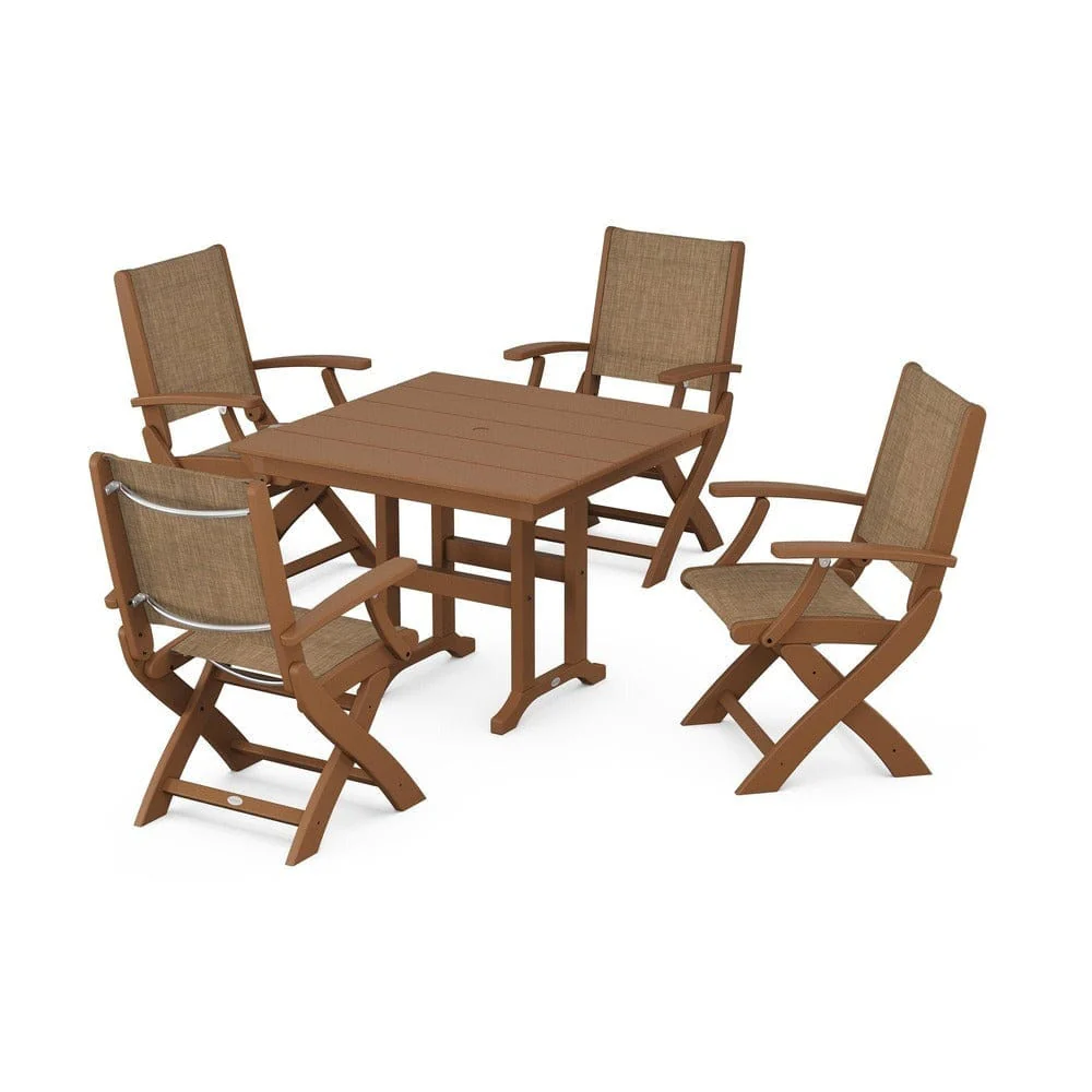 POLYWOOD® - Coastal Folding Chair 5-Piece Farmhouse Dining Set - PWS1142 - Image 91