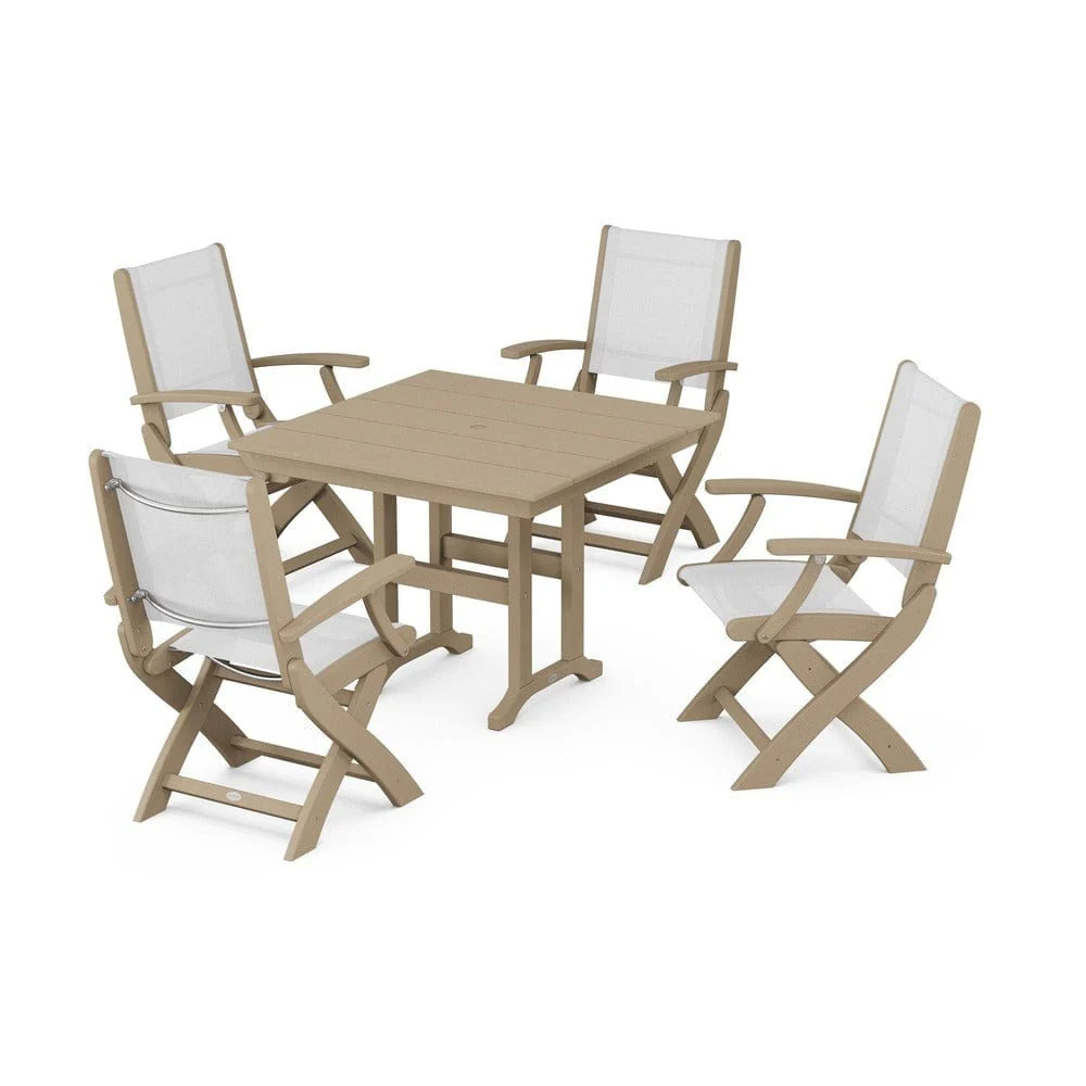 POLYWOOD® - Coastal Folding Chair 5-Piece Farmhouse Dining Set - PWS1142 - Image 94