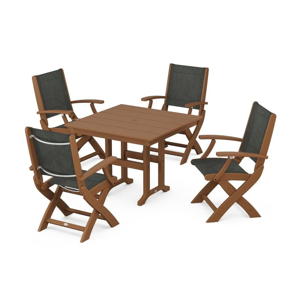 POLYWOOD® - Coastal Folding Chair 5-Piece Farmhouse Dining Set - PWS1142 - Image 95