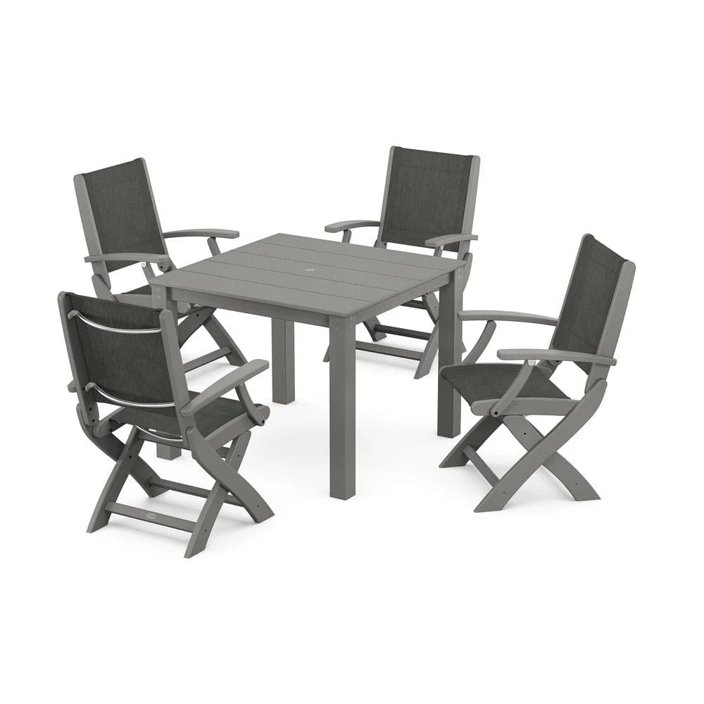 POLYWOOD® - Coastal Folding Chair 5-Piece Parsons Dining Set - PWS2274 - Image 4