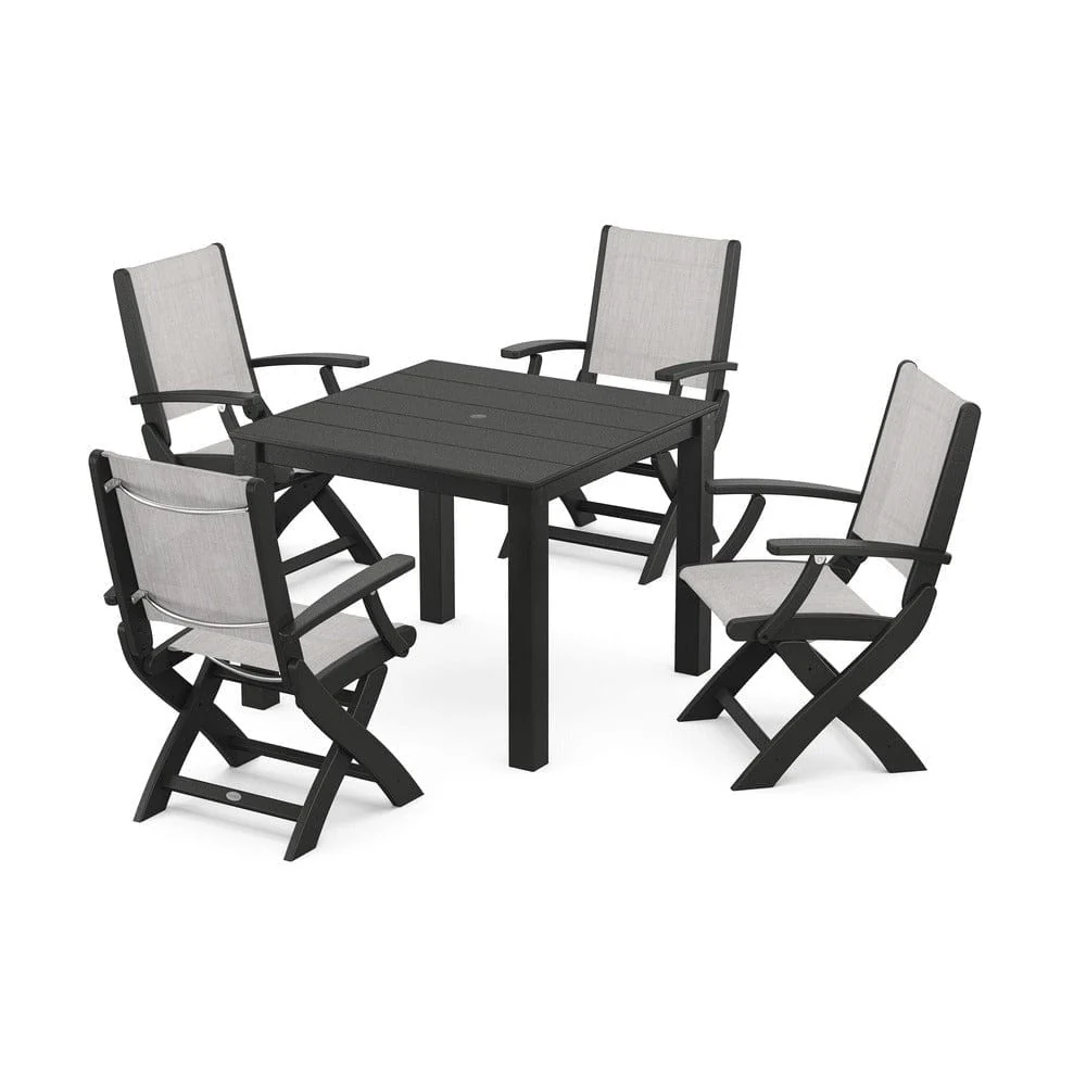 POLYWOOD® - Coastal Folding Chair 5-Piece Parsons Dining Set - PWS2274 - Image 40