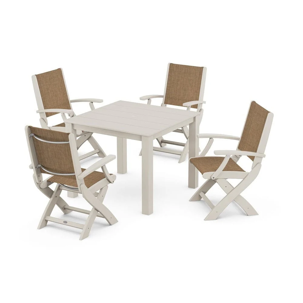POLYWOOD® - Coastal Folding Chair 5-Piece Parsons Dining Set - PWS2274 - Image 43