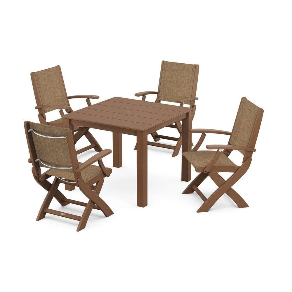 POLYWOOD® - Coastal Folding Chair 5-Piece Parsons Dining Set - PWS2274 - Image 45