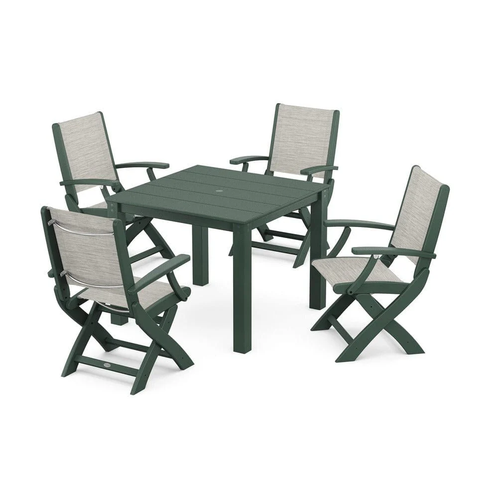 POLYWOOD® - Coastal Folding Chair 5-Piece Parsons Dining Set - PWS2274 - Image 46