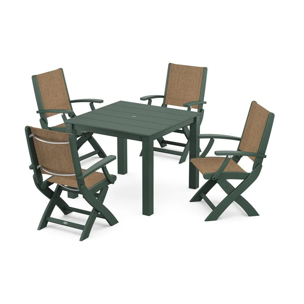 POLYWOOD® - Coastal Folding Chair 5-Piece Parsons Dining Set - PWS2274 - Image 49