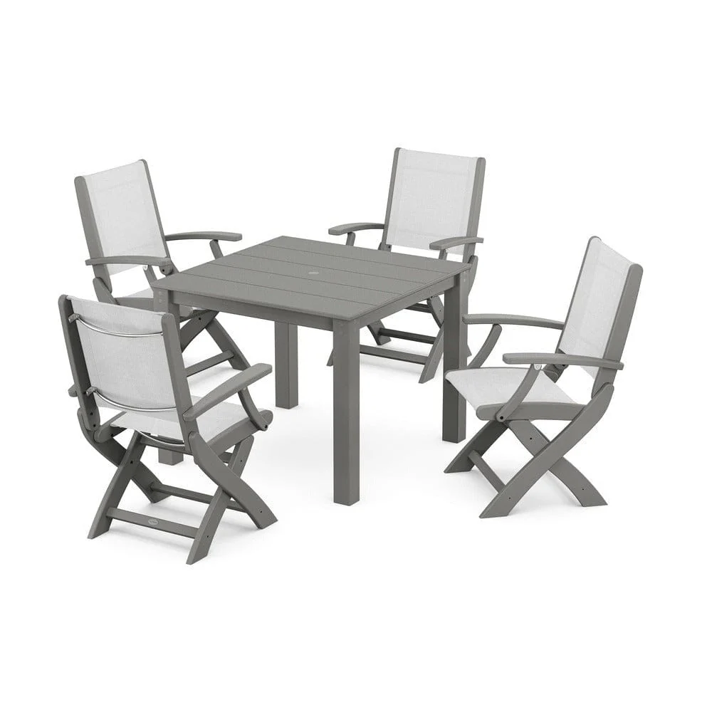 POLYWOOD® - Coastal Folding Chair 5-Piece Parsons Dining Set - PWS2274 - Image 50