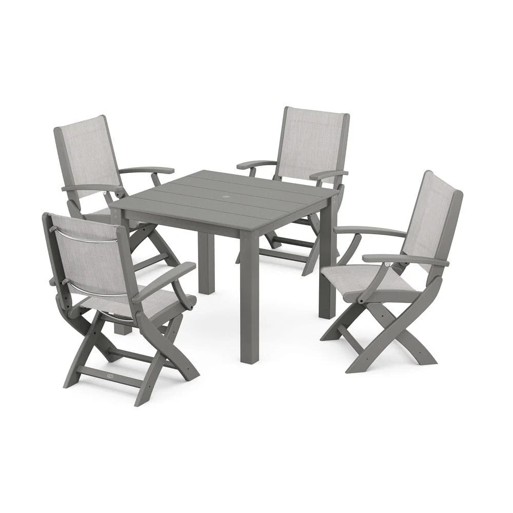 POLYWOOD® - Coastal Folding Chair 5-Piece Parsons Dining Set - PWS2274 - Image 59