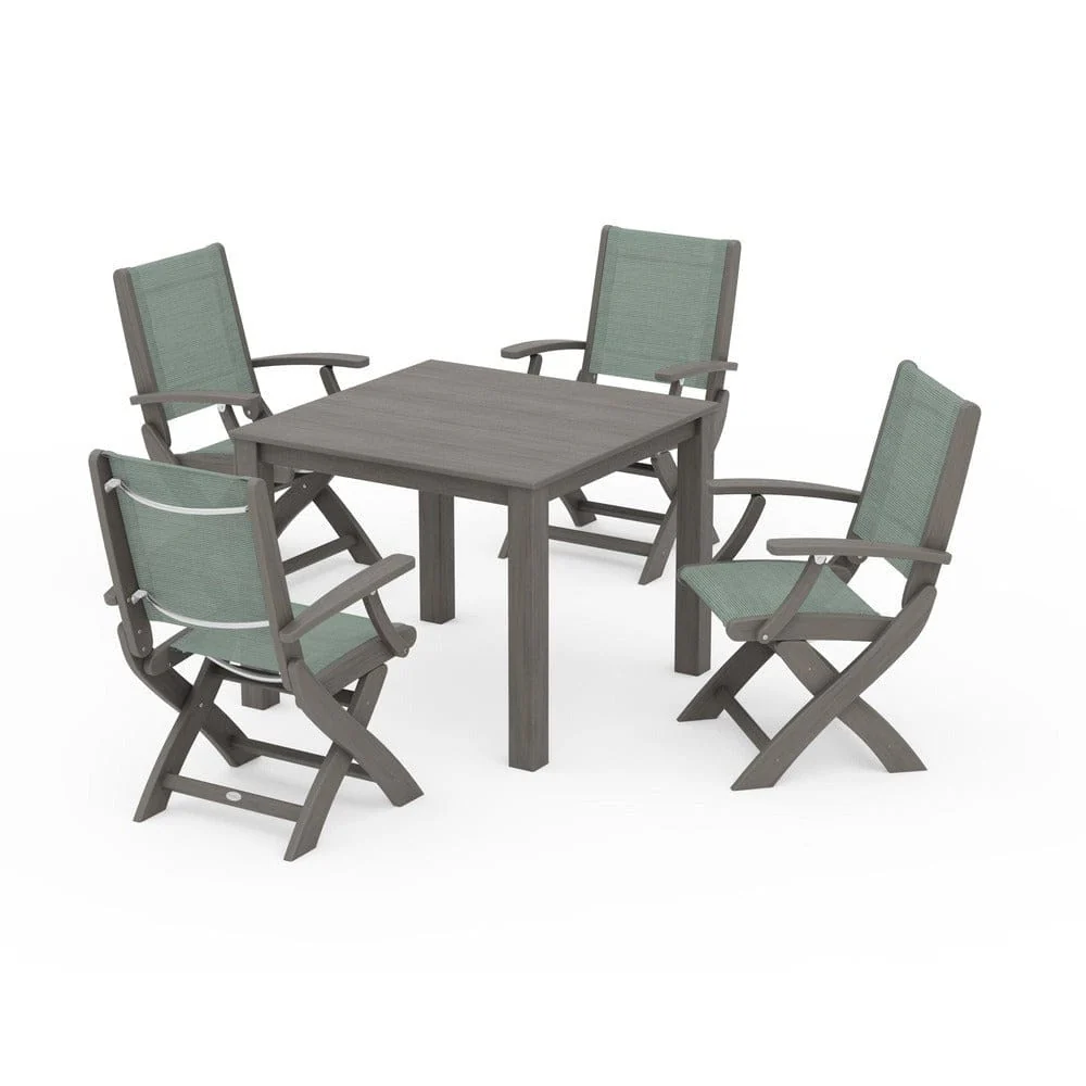POLYWOOD® - Coastal Folding Chair 5-Piece Parsons Dining Set - PWS2274 - Image 63