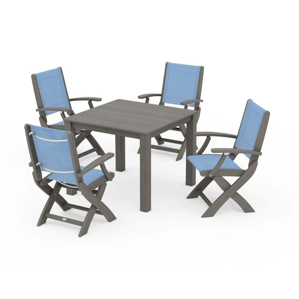 POLYWOOD® - Coastal Folding Chair 5-Piece Parsons Dining Set - PWS2274 - Image 66
