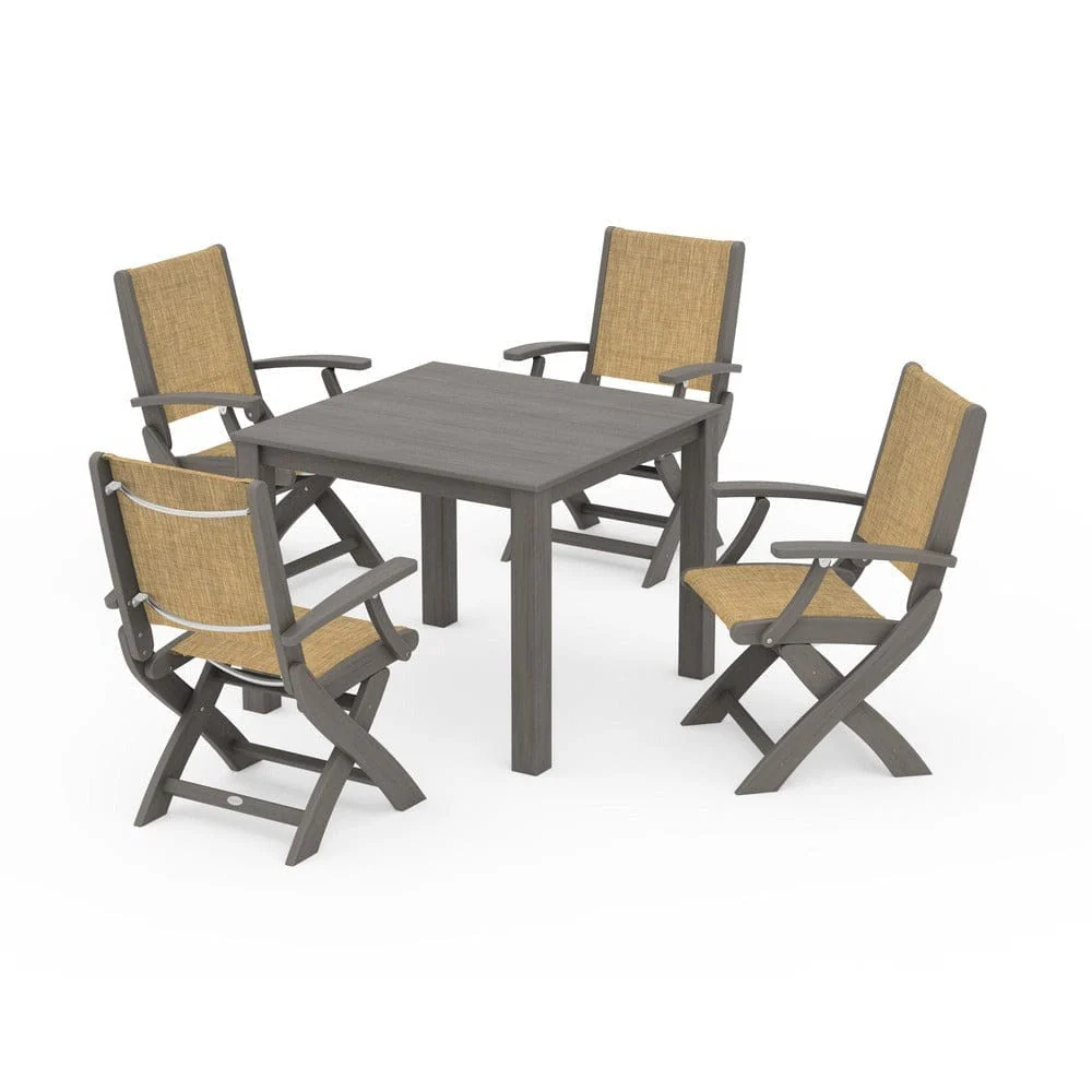 POLYWOOD® - Coastal Folding Chair 5-Piece Parsons Dining Set - PWS2274 - Image 72