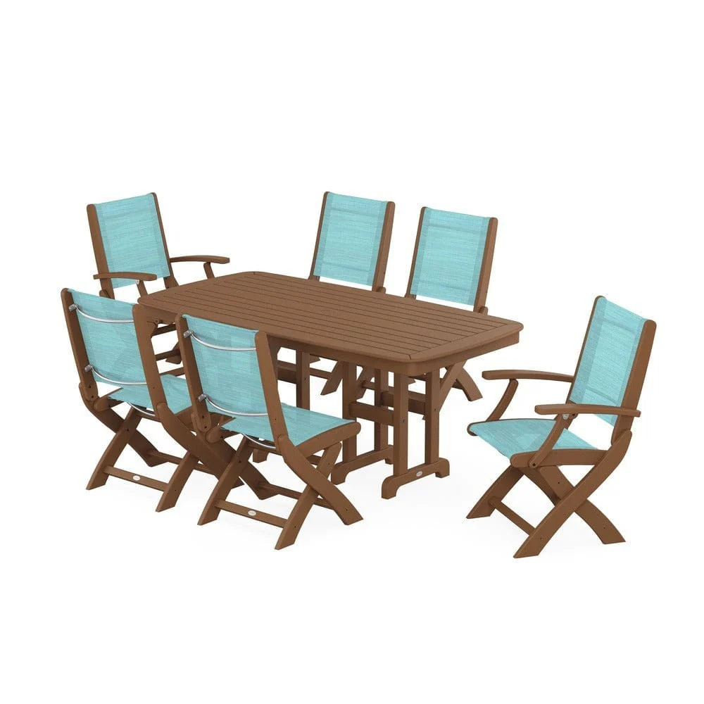 POLYWOOD® - Coastal Folding Chair 7-Piece Dining Set - PWS1264 - Image 108