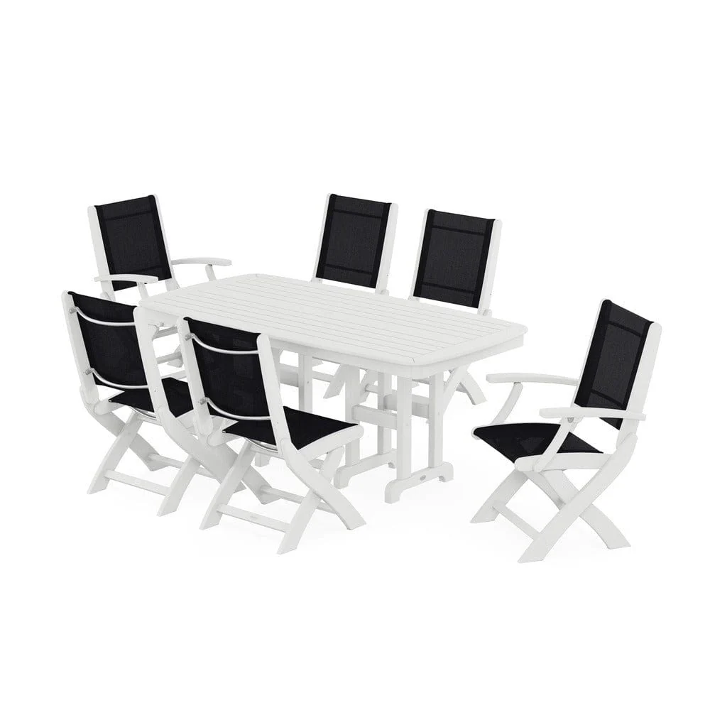POLYWOOD® - Coastal Folding Chair 7-Piece Dining Set - PWS1264 - Image 115