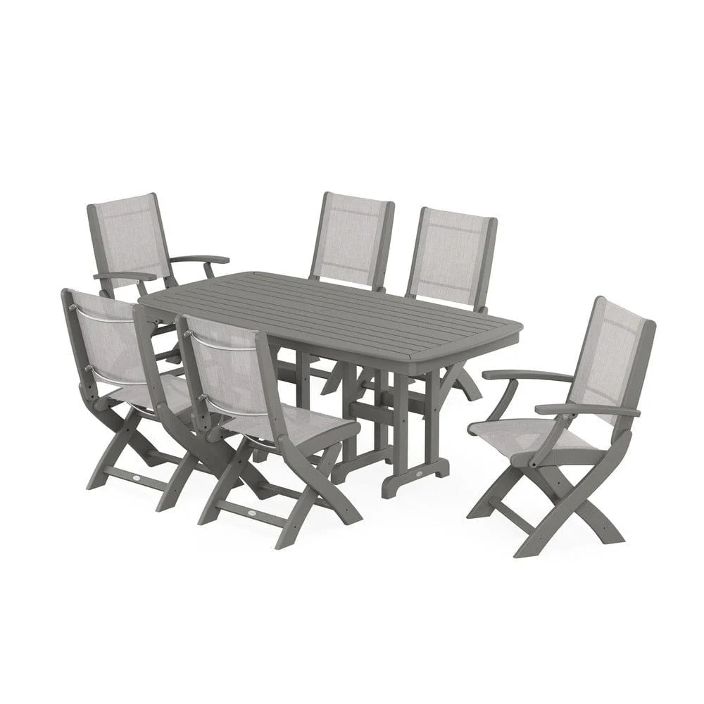 POLYWOOD® - Coastal Folding Chair 7-Piece Dining Set - PWS1264 - Image 117