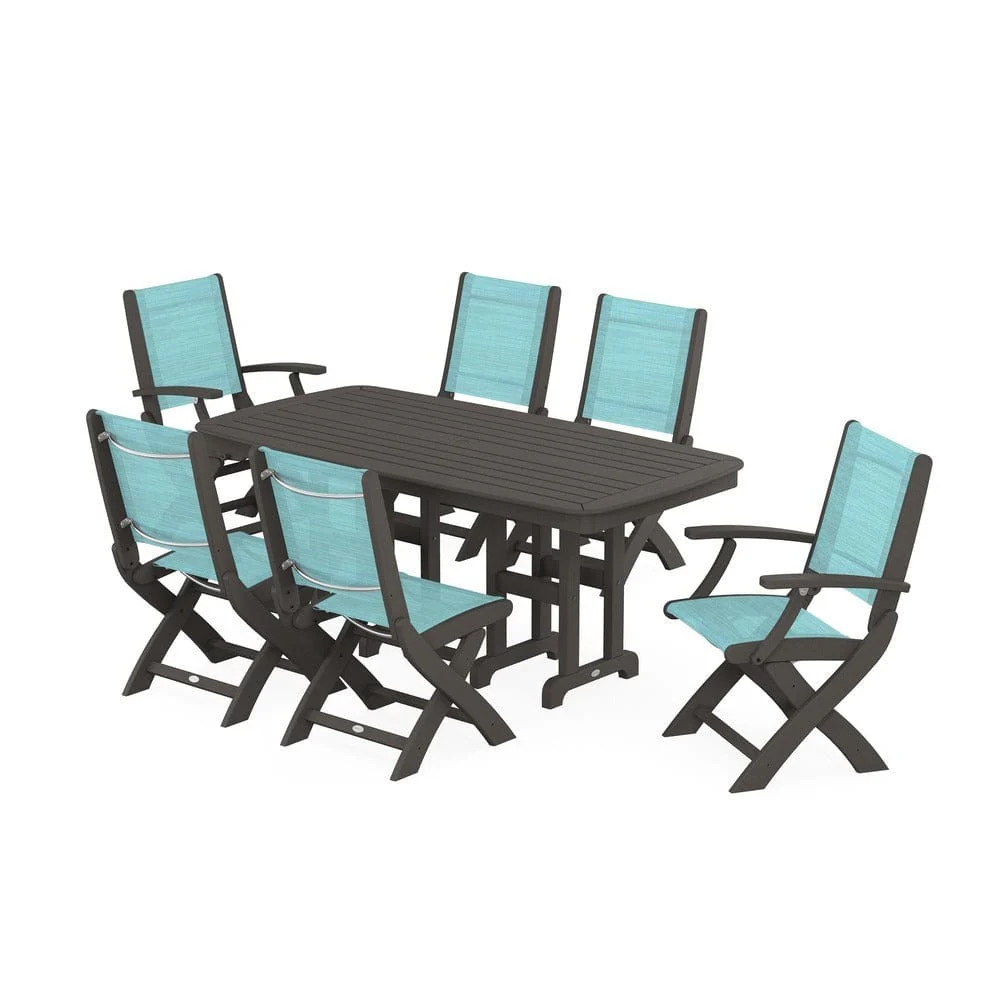 POLYWOOD® - Coastal Folding Chair 7-Piece Dining Set - PWS1264 - Image 5