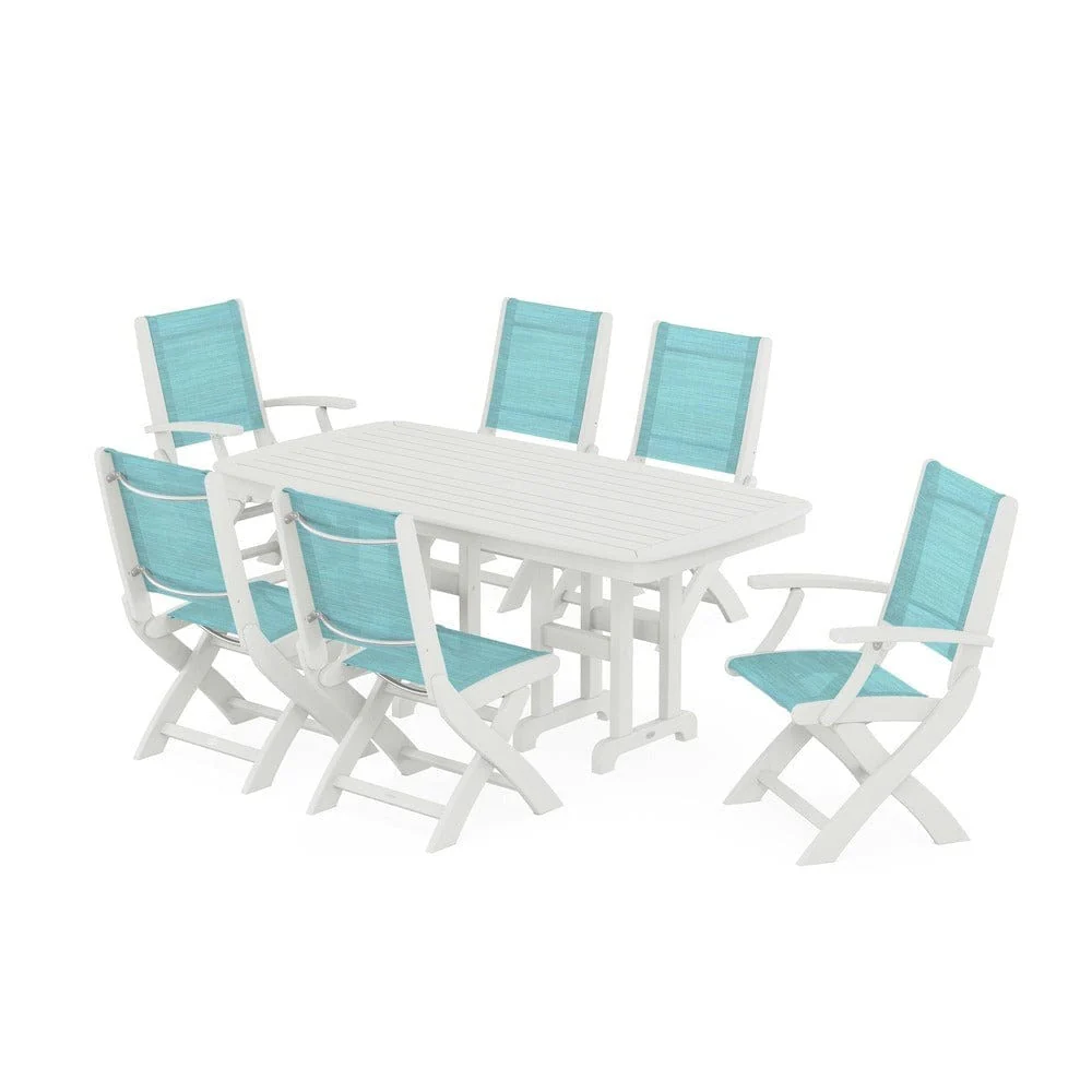 POLYWOOD® - Coastal Folding Chair 7-Piece Dining Set - PWS1264 - Image 91