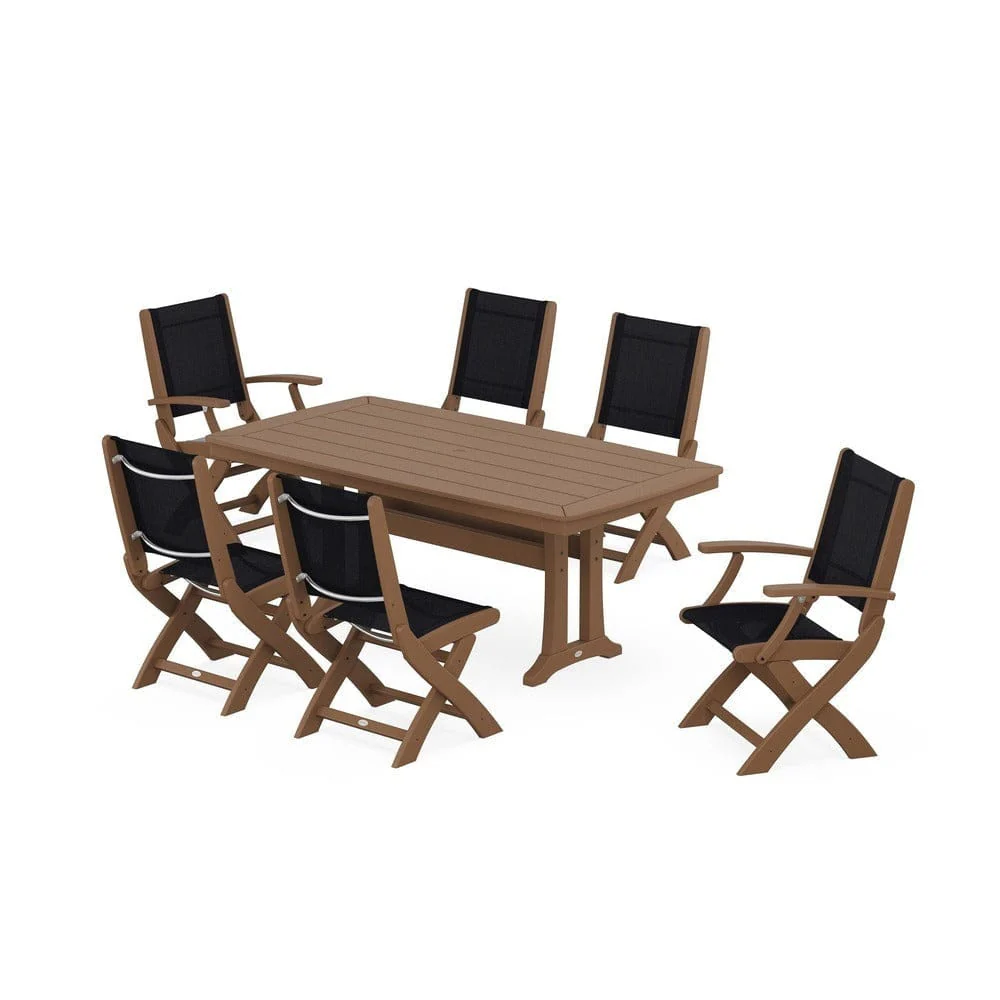 POLYWOOD® - Coastal Folding Chair 7-Piece Dining Set with Trestle Legs - PWS1037 - Image 18