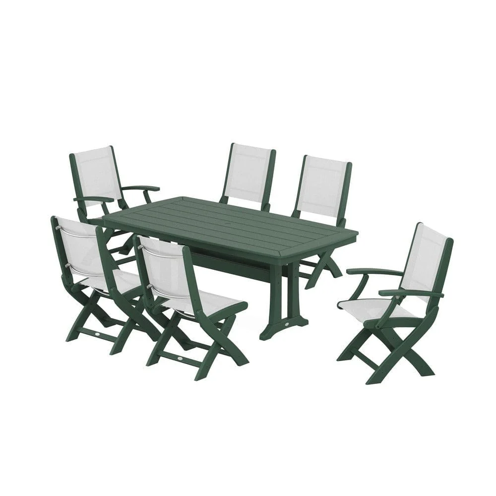 POLYWOOD® - Coastal Folding Chair 7-Piece Dining Set with Trestle Legs - PWS1037 - Image 65