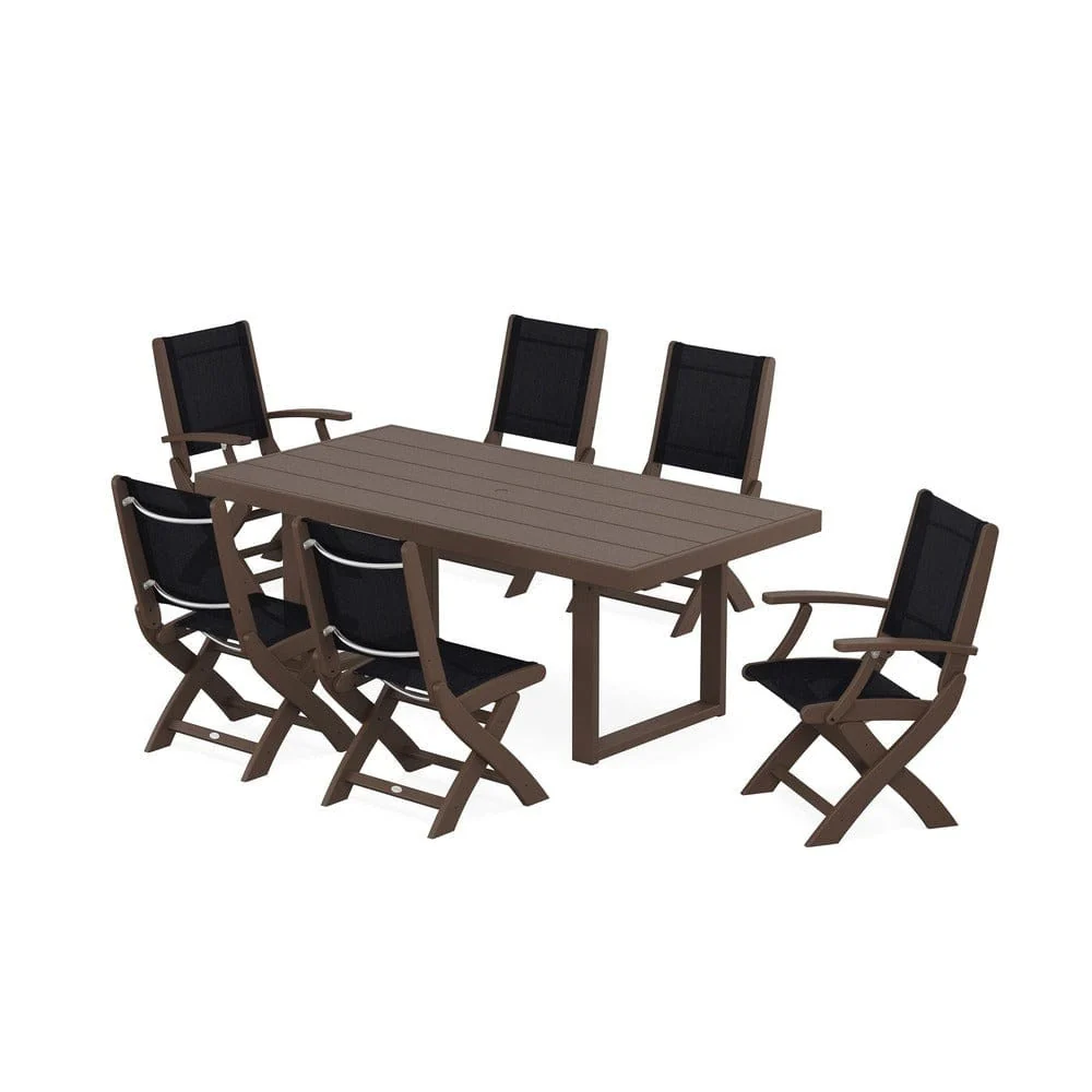 POLYWOOD® - Coastal Folding Chair 7-Piece Dining Set with Trestle Legs - PWS871 - Image 111
