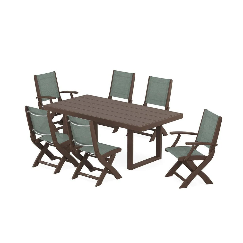 POLYWOOD® - Coastal Folding Chair 7-Piece Dining Set with Trestle Legs - PWS871 - Image 114