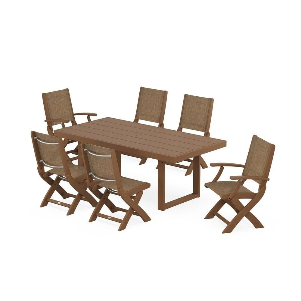 POLYWOOD® - Coastal Folding Chair 7-Piece Dining Set with Trestle Legs - PWS871 - Image 21