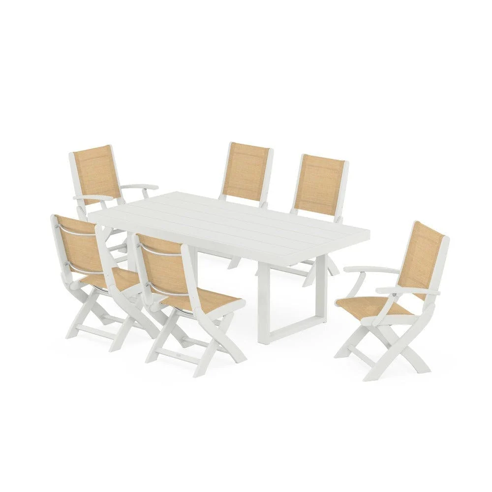 POLYWOOD® - Coastal Folding Chair 7-Piece Dining Set with Trestle Legs - PWS871 - Image 27