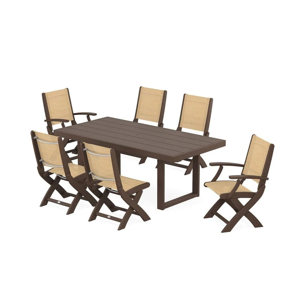 POLYWOOD® - Coastal Folding Chair 7-Piece Dining Set with Trestle Legs - PWS871 - Image 30