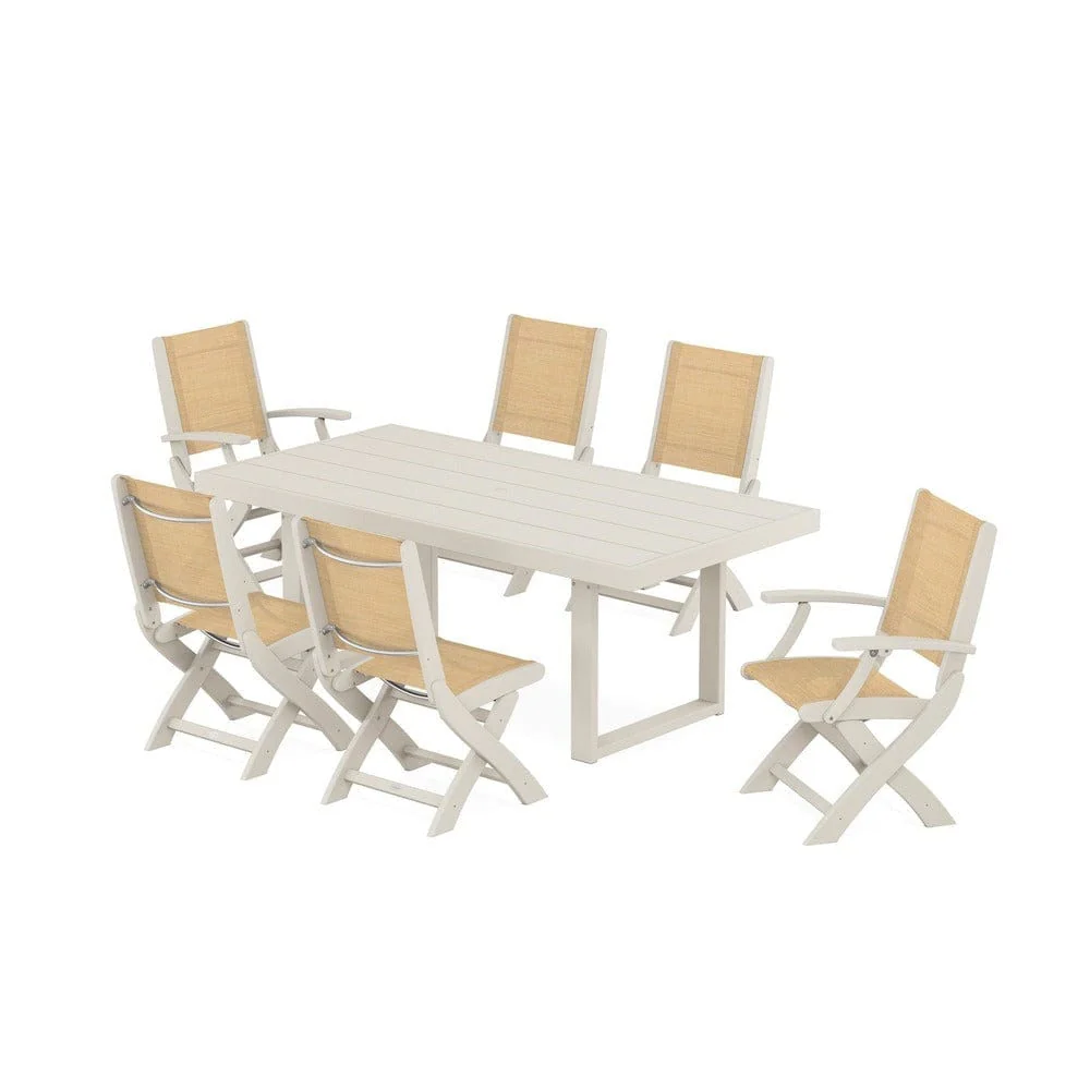 POLYWOOD® - Coastal Folding Chair 7-Piece Dining Set with Trestle Legs - PWS871 - Image 37