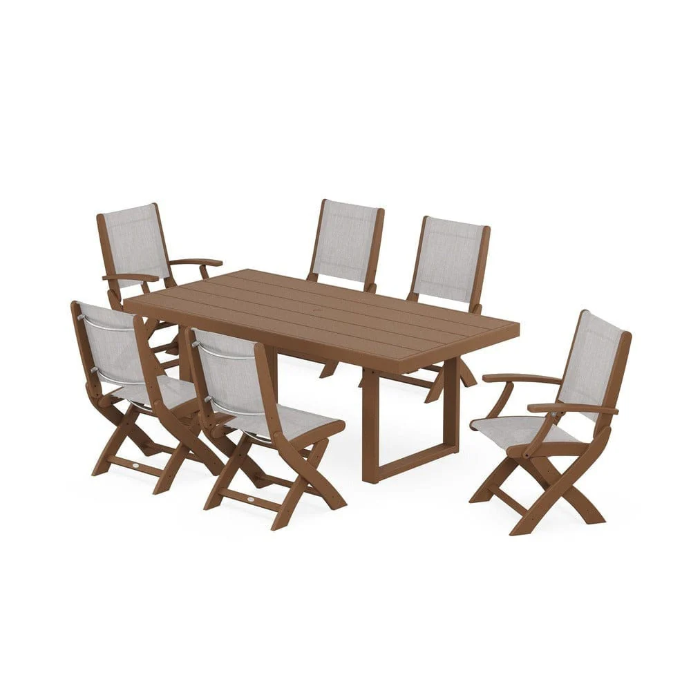 POLYWOOD® - Coastal Folding Chair 7-Piece Dining Set with Trestle Legs - PWS871 - Image 38