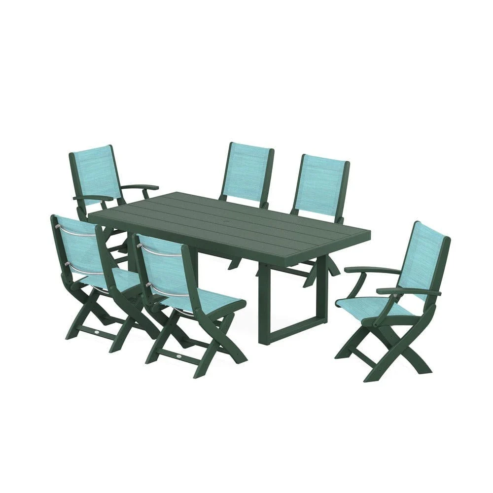POLYWOOD® - Coastal Folding Chair 7-Piece Dining Set with Trestle Legs - PWS871 - Image 61