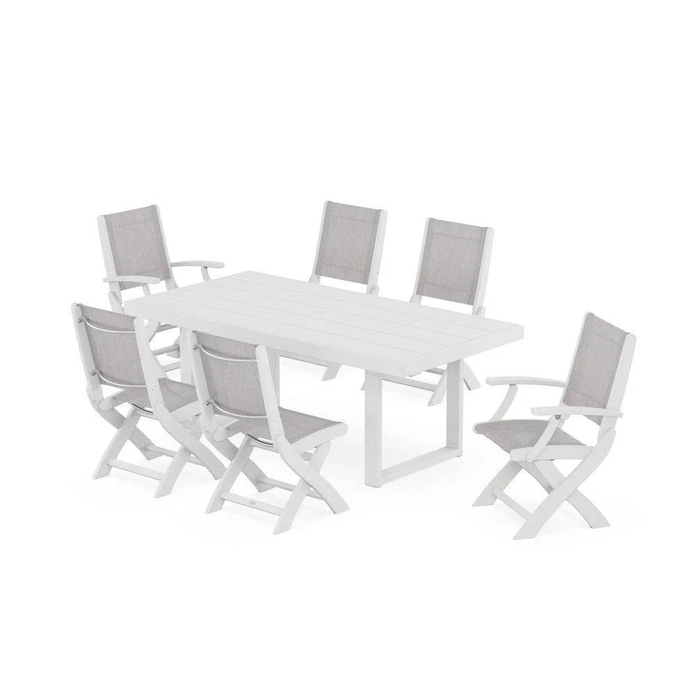 POLYWOOD® - Coastal Folding Chair 7-Piece Dining Set with Trestle Legs - PWS871 - Image 67