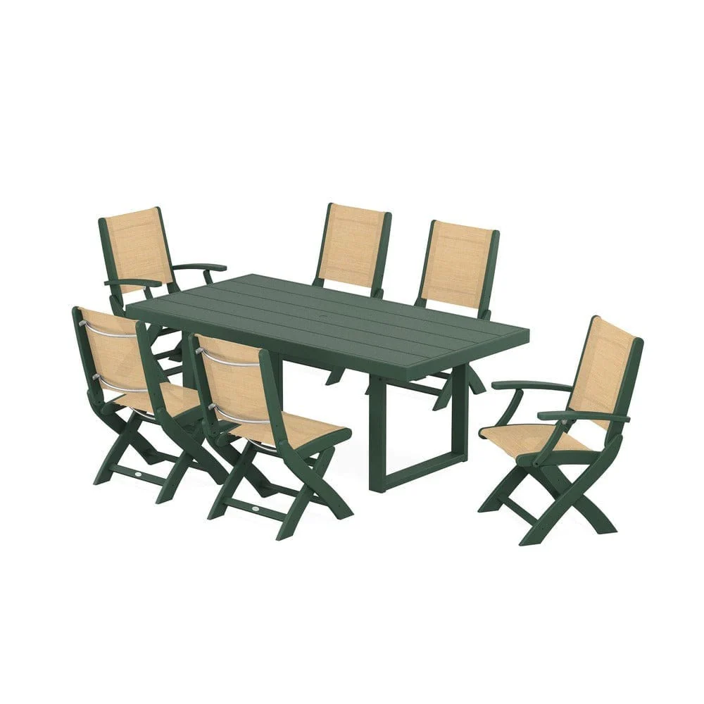 POLYWOOD® - Coastal Folding Chair 7-Piece Dining Set with Trestle Legs - PWS871 - Image 71