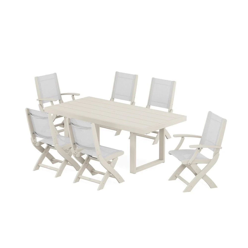 POLYWOOD® - Coastal Folding Chair 7-Piece Dining Set with Trestle Legs - PWS871 - Image 76